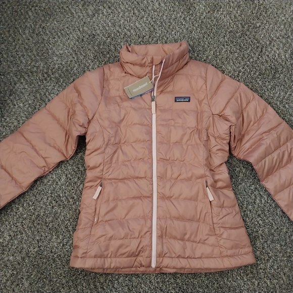 Girls Anthos Pink Down Sweater - Picture 5 of 14